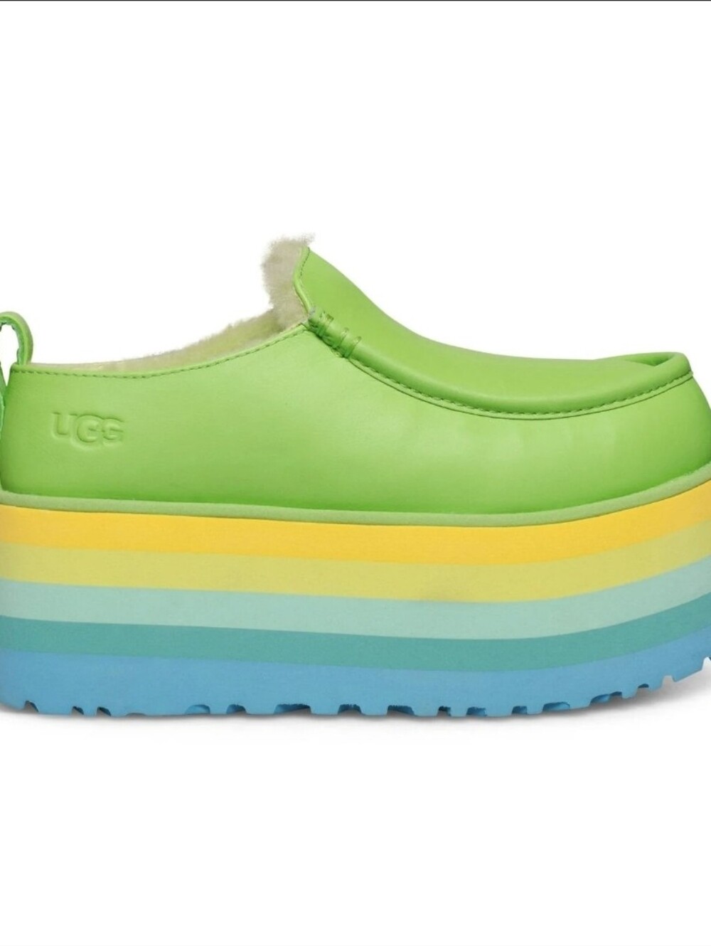 UGG Women' A Green Platform Slip-On with Rainbow Sole